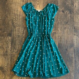 LC Lauren Conrad Teal Polka Dot Dress